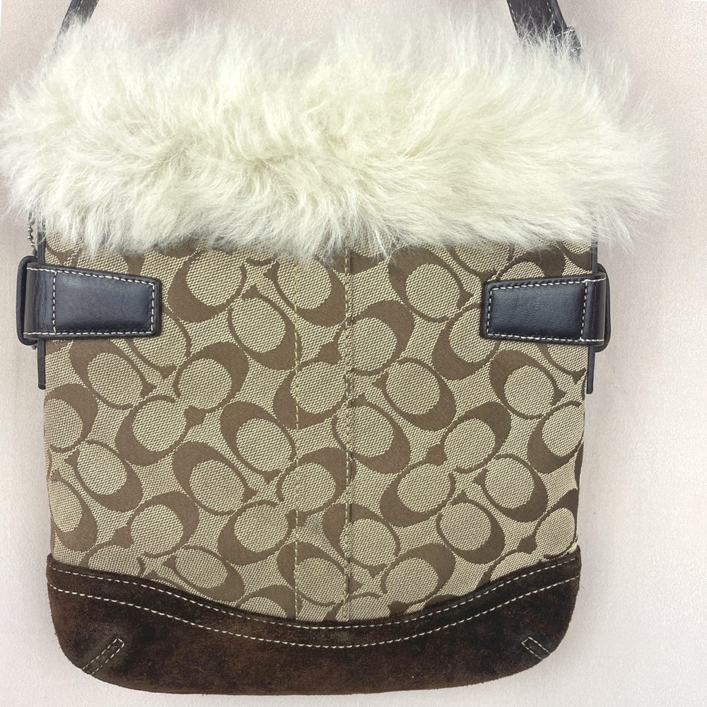 Vintage Y2K COACH Signature Shearling Fur Canvas Monogram Logo Bag 8K47 Dust Bag - Picture 9 of 9